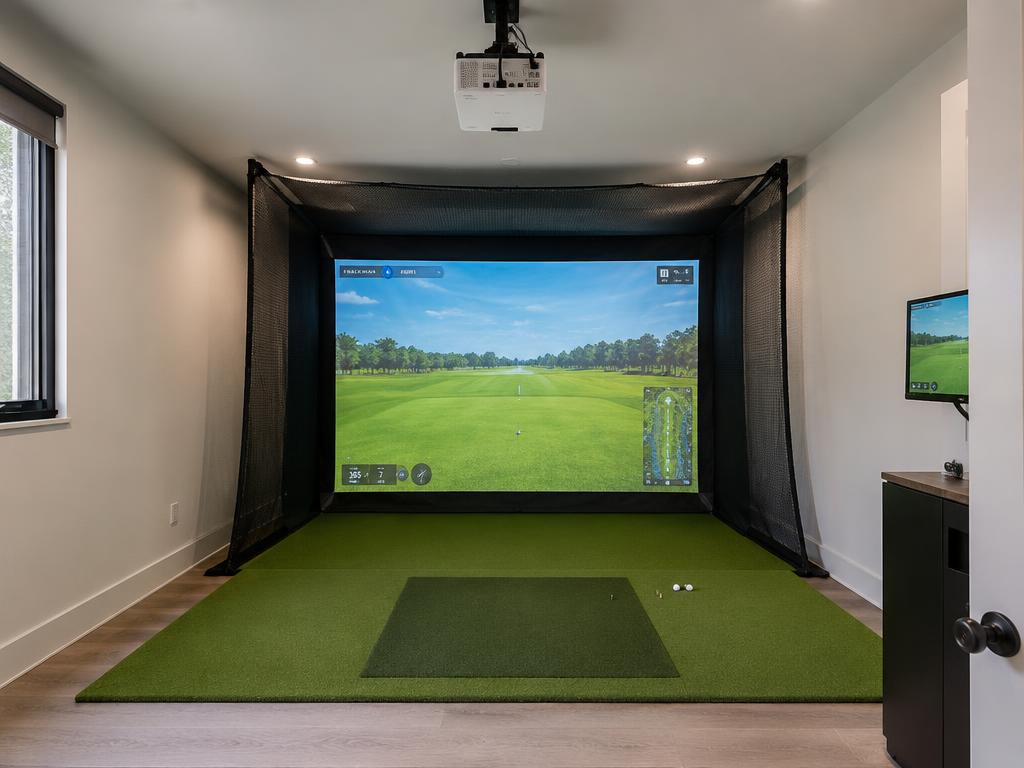 Compact spare-room golf simulator enclosure